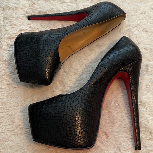 Christian Louboutin Daffodile Python Black Heels Size 40 - Picture 7 of 10